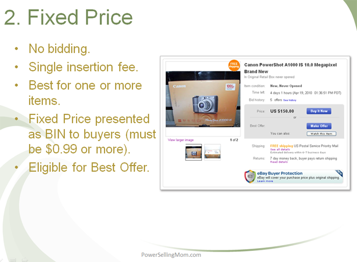 fixed price ebay listings