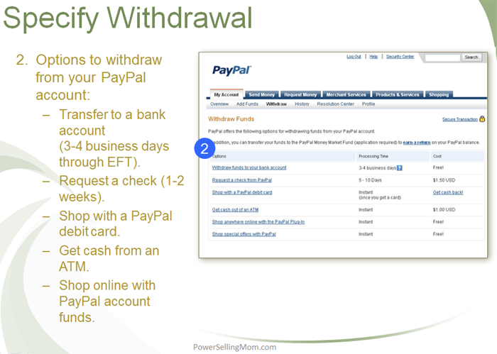 withdrawal ebay money from paypal