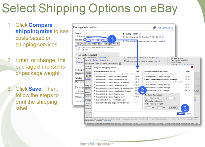 compare ebay shipping rates