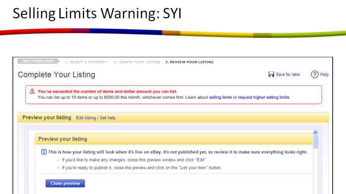 How To Increase  Selling Limits