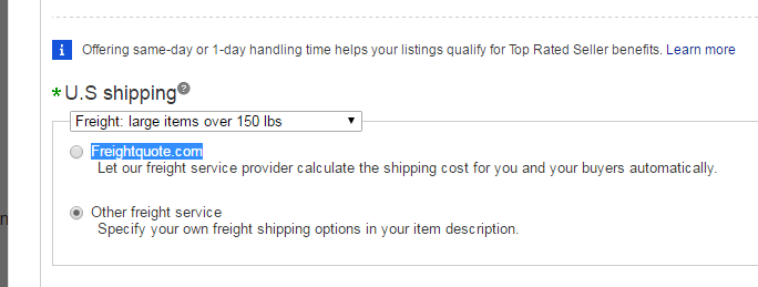 shipping furniture on ebay