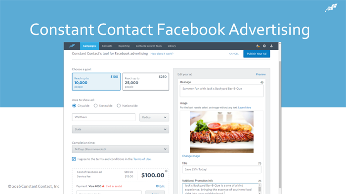 facebook ads with constant contact