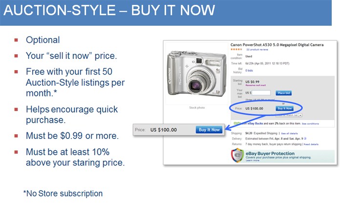 ebay auction with buy it now options