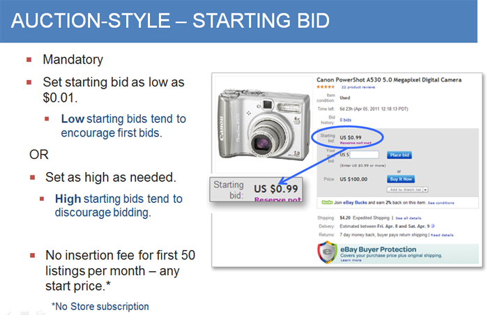 starting an ebay bid