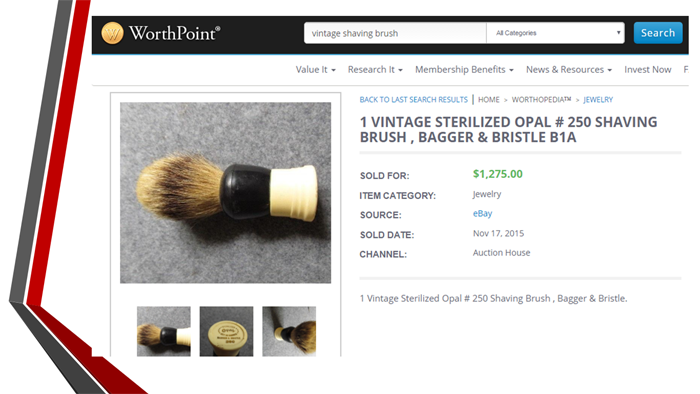Shaving brush research on worthpoint
