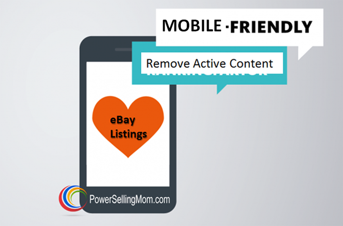 remove active content and be mobile friendly on ebay