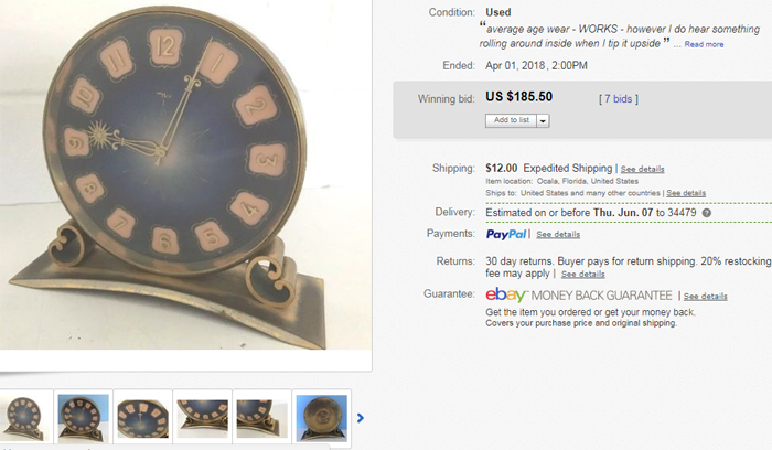 sold imhof clock on ebay