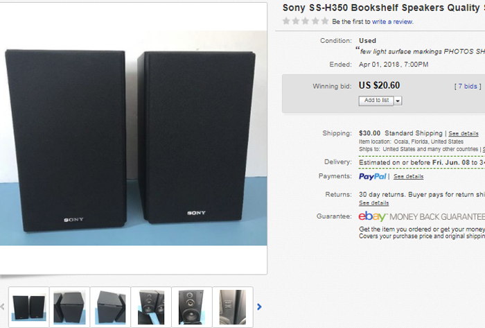 speakers sold on ebay