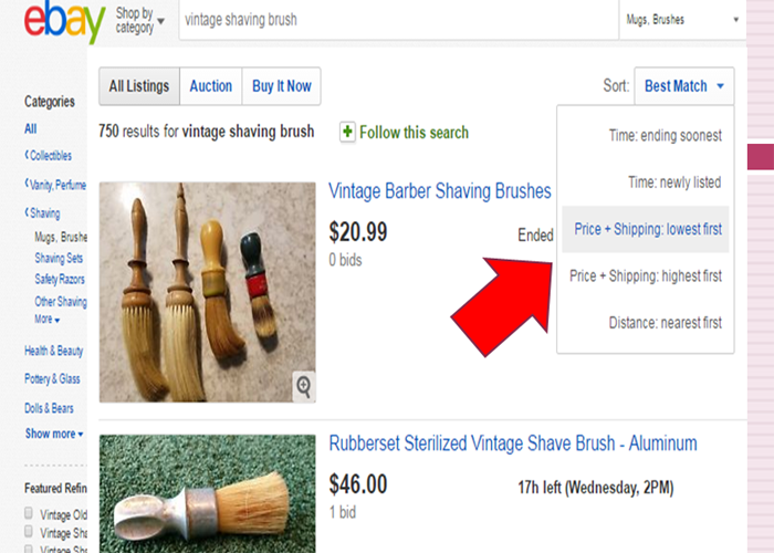 researching shaving brushes on ebay