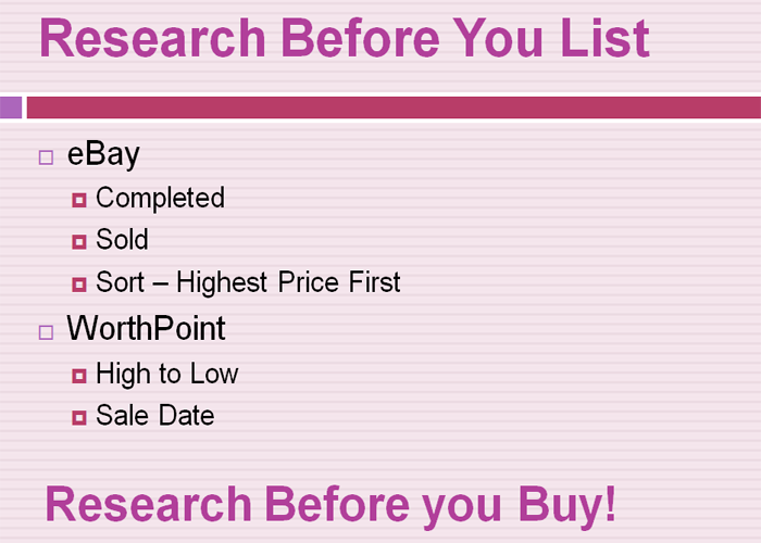 ebay research is selling success