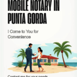 Mobile notary in Punta Gorda Florida meeting clients at home to notarize legal documents.