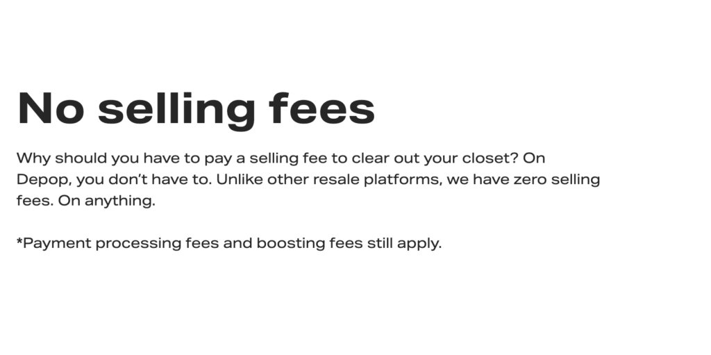 no selling fees on depop